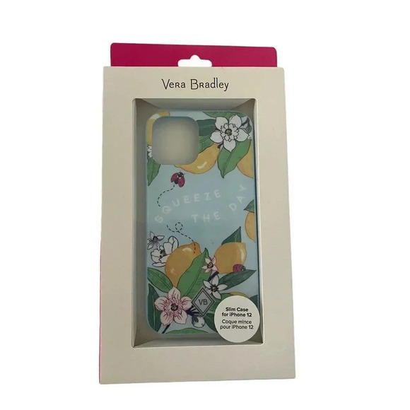 iPhone 12 Slim Case NEW Lemon Grove SQUEEZE THE DAY Vera Bradley Flower Ladybug - Picture 1 of 12